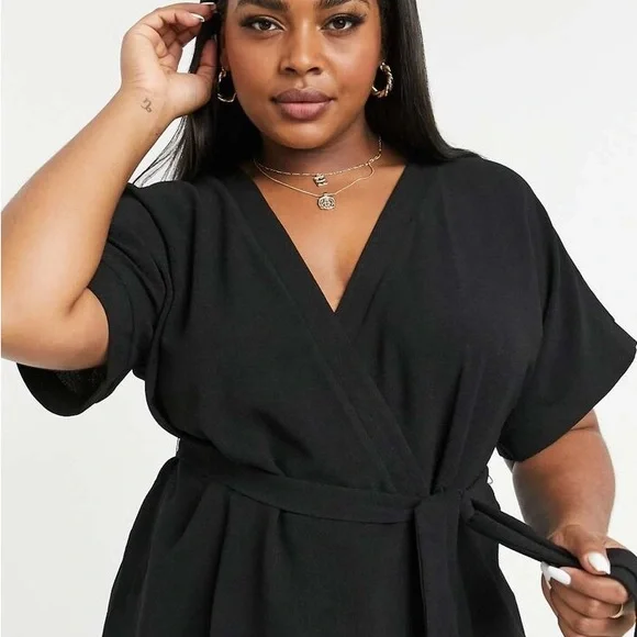 ASOS DESIGN Curve Wrap Midi Dress Olive Green Size US 14 / UK 18 - Picture 10 of 11